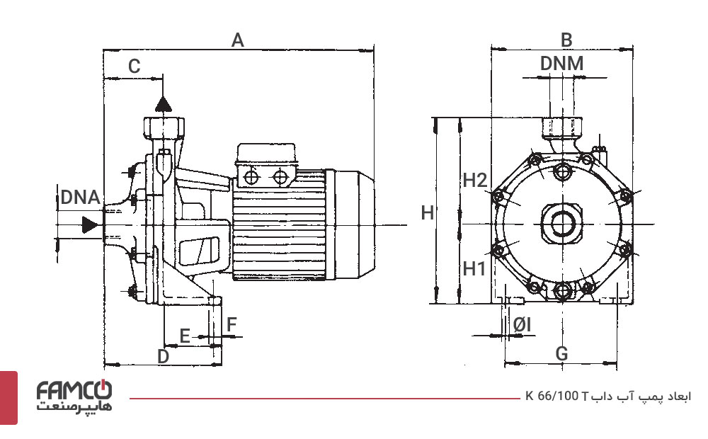 ابعاد پمپ آب خانگی داب K 66/100 T