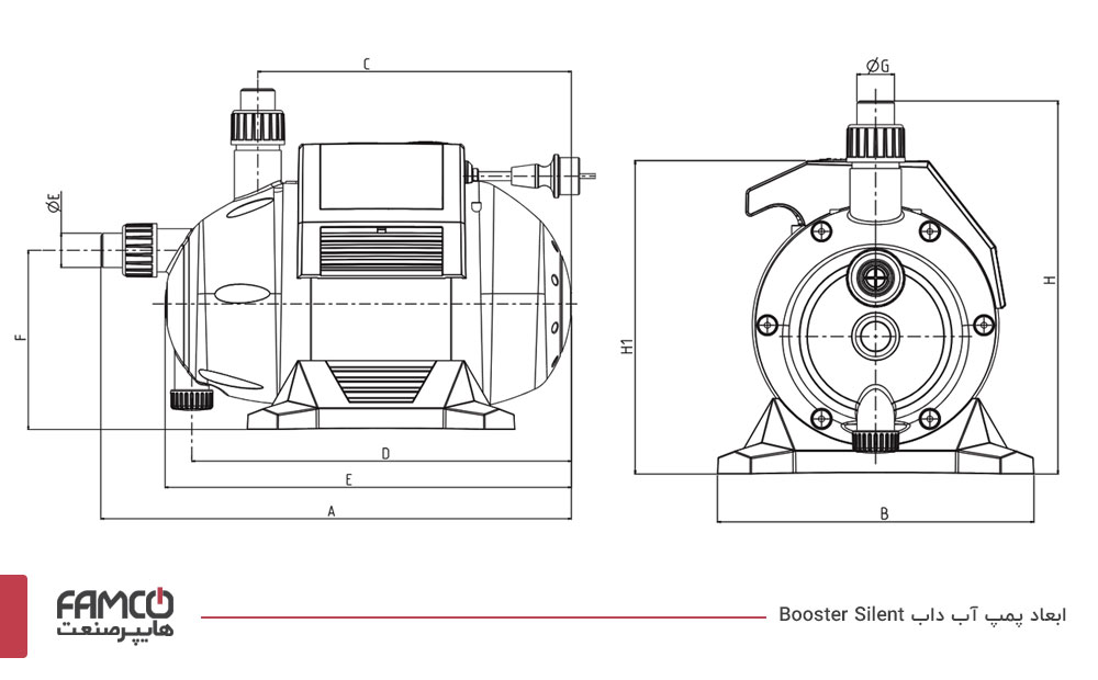 ابعاد پمپ آب داب Booster Silent 3 M