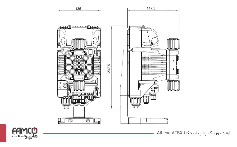 ابعاد دوزینگ پمپ Injecta Athena سری ATBX