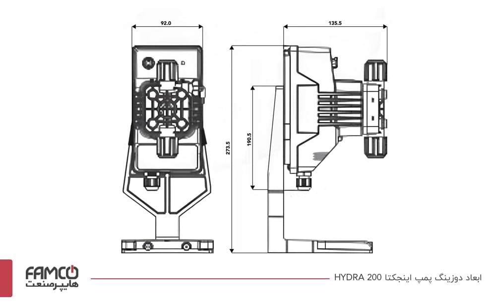 ابعاد پمپ تزریق اینجکتا HYDRA 200